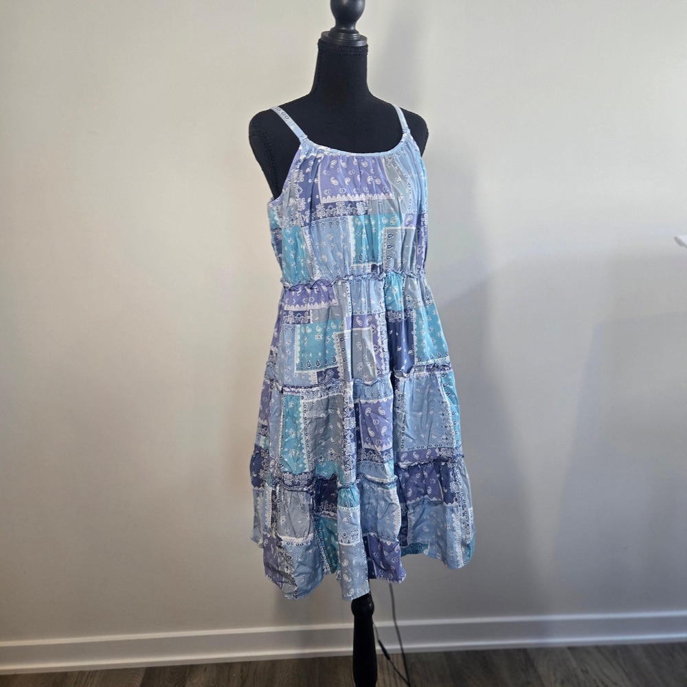 Beachlunchlounge Collection Blue patchwork sleeveless midi dress mediumSkirt M